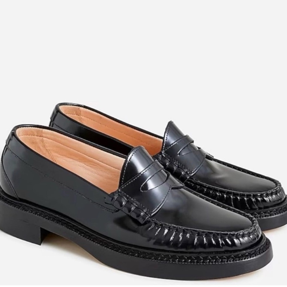 J. Crew Black Patent Leather Penny Loafers